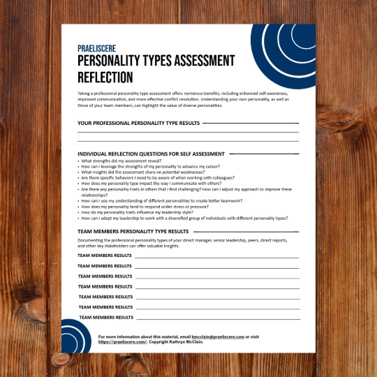 Praeliscere Personality Types Assessment Reflection exercise