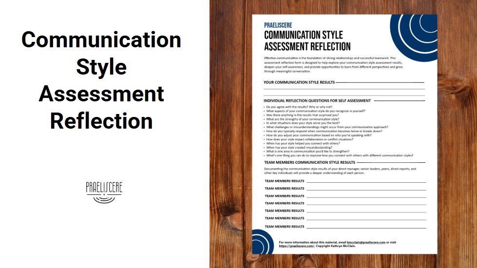 Praeliscere Communication Style Assessment Reflection exercise video explanation resource