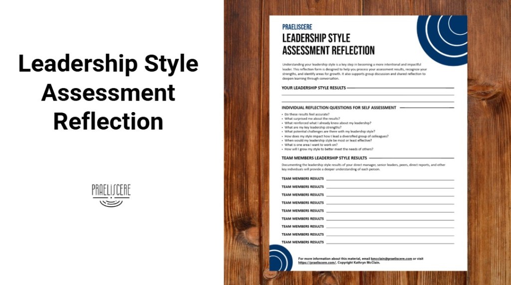 Praeliscere Leadership Style Assessment Reflection exercise video explanation resource